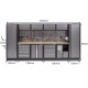 Werkbank mit Hartholzplatte, Lochwand mit Hängeschrank, Werkzeugschrank mit 9 Schubladen und Werkstattschrank - 392 cm