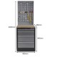 Werkbank aus Metall mit 4 Schubladen, Hartholzplatte und Werkzeuglochwand 68 x 46 x 200 cm