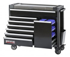 Werkstattwagen schwarz 7 Schubladen + Schublade mit Sichtlagerkästen 111 x 48 x 101 cm