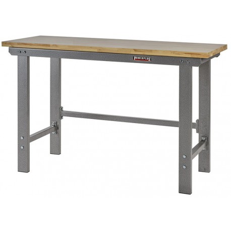 Profi Werkbank 150 cm grau mit Hartholzplatte