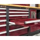 Komplette Werkstatteinrichtung Heavy duty rot, Werkbank mit Hartholzplatte, 12 Schubladen, 379,5 x 200 cm