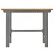 Werkbank 120 cm in grau mit Hartholzplatte
