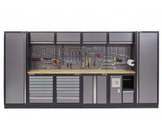 Komplette Werkstatteinrichtung mit Hartholzplatte, Werkstatt Set 392 x 46 x 200 cm - 17 Schubladen