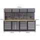 Werkstatteinrichtung mit Hartholzplatte 19 Schubladen, Werkzeugschrank aus Metall - Werkstatt Set 272 x 46 x 94,5 / 199,5 cm