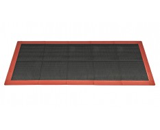 Anti-Rutsch-Klickfliesen - PVC Werkstattmatte - Anti-Ermüdungsmatte, Farbe schwarz/rot, Maße 216 x 96 x 1,2 cm.