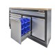 Werkzeugschrank 136 cm breit mit 7 Schubladen, Mülleimer und Lagerkästen