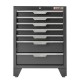 Werkzeugschrank Set mit 2 Türen - 136 cm Wandlänge, 7 Schubladen, Hängeschrank  - Mattschwarz - 136x61x200 cm