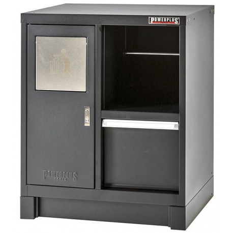 Werkstattschrank Mattschwarz mit Mülleimer, Rollenhalter und Schublade 72 x 57 x 90 cm