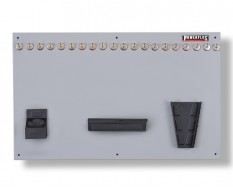 Werkzeugwand grau 100 x 61 cm bestückt mit Haken und Werkzeughalter