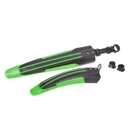 Fahrrad Kunststoff Schutzblech Set Grün/Schwarz für vorne u. hinten - MTB - Rennrad - Fahrrad Kotflügel Set 2-teilig