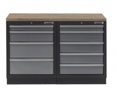 Werkbank mit Hartholzplatte und 9 Schubladen - 136 cm