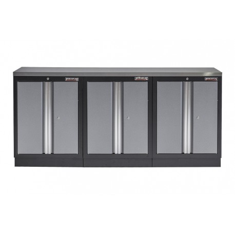 Werkstatt Set mit Metallarbeitsplatte, 3 Werkzeugschränke - Werkstatteinrichtung - 204 x 46 x 94,6 cm